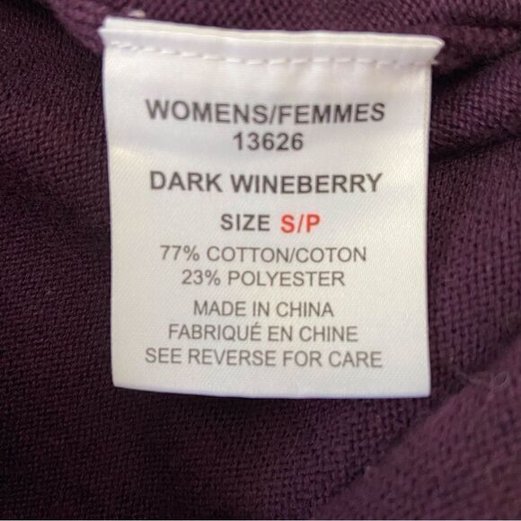 WOOLRICH knit sweater cotton blend knit burgundy/dark wineberry Vneck size small - Picture 6 of 13